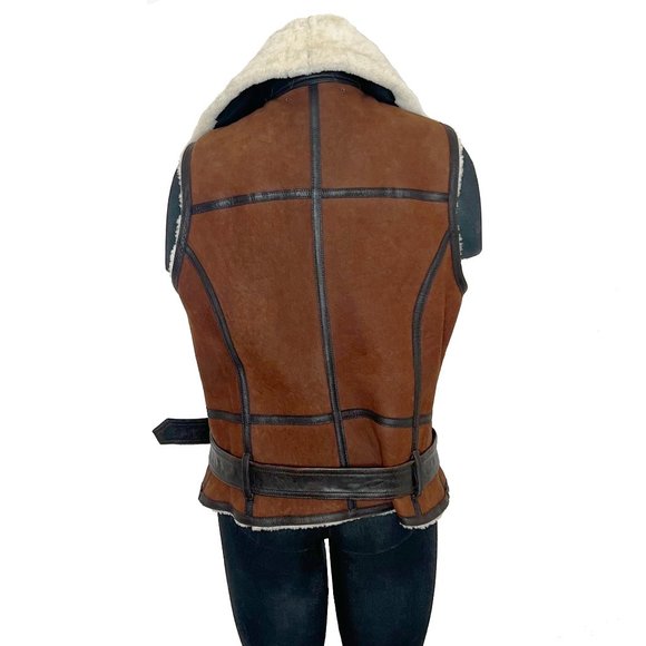 New Ralph Lauren Sleeveless Jacket Vest Shearling Leather New Tags Size XL - Picture 6 of 9